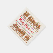 2かわいいジンジャーブレッドクリスマススチームトレインズ漫画 スタンダードカクテルナプキン (角)