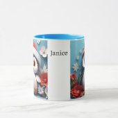 2かわいいペンギン名前を追加クリスマスプレゼント マグカップ (中央)