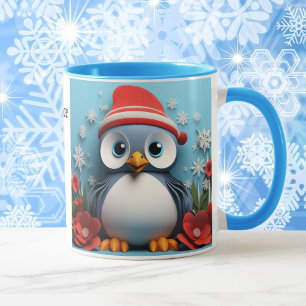 2かわいいペンギン名前を追加クリスマスプレゼント マグカップ