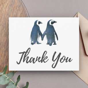 2かわいいペンギン のロマンチックな結婚式は感謝していしています ポストカード