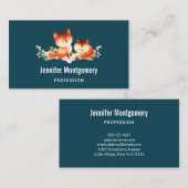 2かわいい小さな赤いキツネの水色 名刺 (正面/裏面)