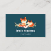 2かわいい小さな赤いキツネの水色 名刺 (正面)