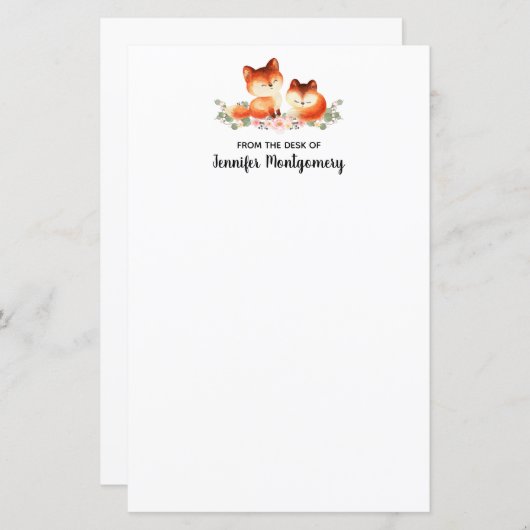 2かわいい小さな赤いキツネ水色デザイン (正面/裏面)