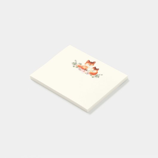 2かわいい小さな赤いキツネ水色デザイン ポストイット (アングル)