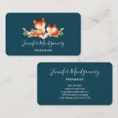 2かわいい小さな赤いキツネ水色デザイン 名刺 (正面/裏面)