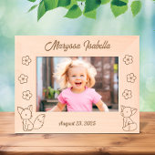 2かわいい漫画キツネと花カスタム文字7 x 5 レーザー彫刻フレーム