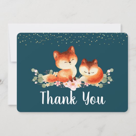 2かわいい赤いキツネありがとう サンキューカード (正面)