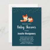 2かわいい赤いキツネ赤いシャワー インビテーションポストカード (正面/裏面)