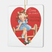 2かわいい違うヴィンテージバレンタインデーのハート セラミックオーナメント (左)