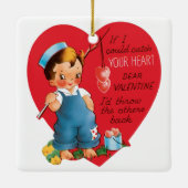 2かわいい違うヴィンテージバレンタインデーのハート セラミックオーナメント (裏面)