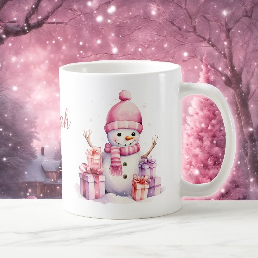 2かわいい雪だるま名前を追加クリスマスギフトコーヒーカップ コーヒーマグカップ