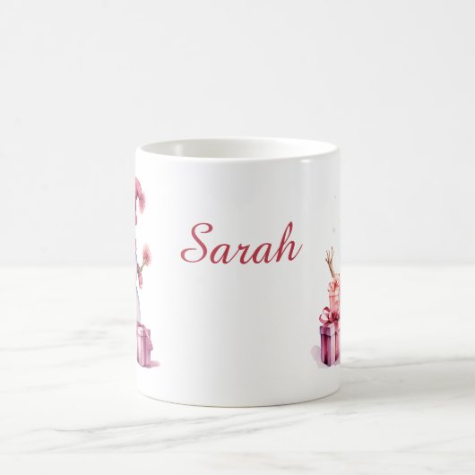 2かわいい雪だるま名前を追加クリスマスギフトコーヒーカップ コーヒーマグカップ (中央)