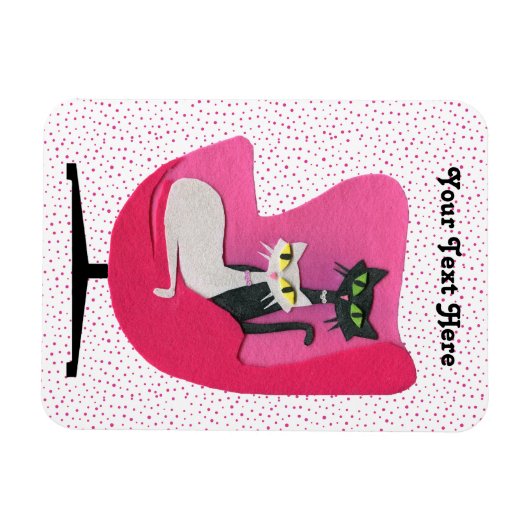 2かわいらし世紀中頃の猫ダイヤモンドカラー椅子 マグネット (横)