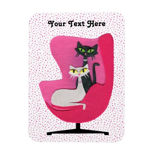 2かわいらし世紀中頃の猫ダイヤモンドカラー椅子 マグネット (縦)