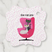 2かわいらし世紀中頃の猫ピンクの椅子水玉模様 フェイバータグ (裏面)