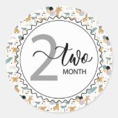 2か月のマイルストーンベビーのグラフとバルーン ラウンドシール (正面)