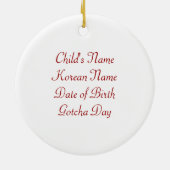 2か生まれ所で – 韓国の養子縁組Keepsake セラミックオーナメント (裏面)