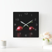 2さくらんぼグレー番号wca スクエア壁時計 (ホーム)