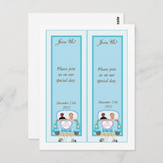 2たった今結婚しましたクラシックカー日付ブックマークを保存 ポストカード (正面/裏面)