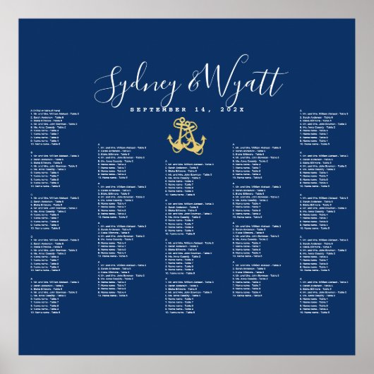 2つのいかり航海のネイビー座席図ポスター ポスター (正面)