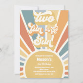 2つのおもしろいの太陽の日差し2nd誕生日パーティー 招待状 (正面)