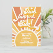 2つのおもしろいの太陽の日差し2nd誕生日パーティー 招待状 (スタンド正面)