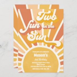 2つのおもしろいの太陽の日差し2nd誕生日パーティー 招待状