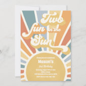 2つのおもしろいの太陽の日差し2nd誕生日パーティー 招待状 (正面)