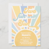 2つのおもしろいの太陽の日差し2nd誕生日ブルーレイズ 招待状 (正面)