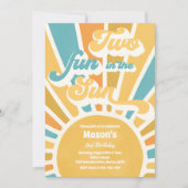 2つのおもしろいの太陽の日差し2nd誕生日ブルーレイズ 招待状 (正面)