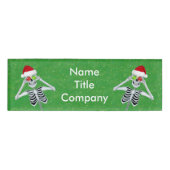 2つのおもしろいクリスマススケルトンオーナメント緑 名札 (正面)