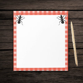 2つのおもしろいビッグブラックアリ赤いホワイトプレイド縁ど ノートパッド
