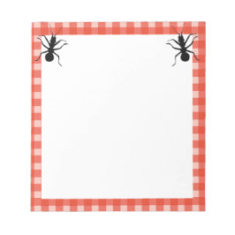 2つのおもしろいビッグブラックアリ赤いホワイトプレイド縁ど ノートパッド