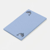 2つのおもしろいマンガタイプのイルカが青い白をジャンプ ポストイット (アングル)