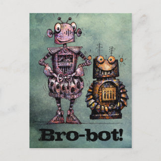2つのおもしろいロボット – ブロボット! ポストカード