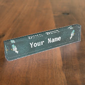 2つのおもしろい幽霊のブルートップハットスカルカネズダークスカイ デスクネームプレート (側面)