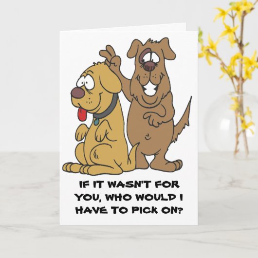 2つのおもしろい犬のバースデー・カード カード (黄色い花)