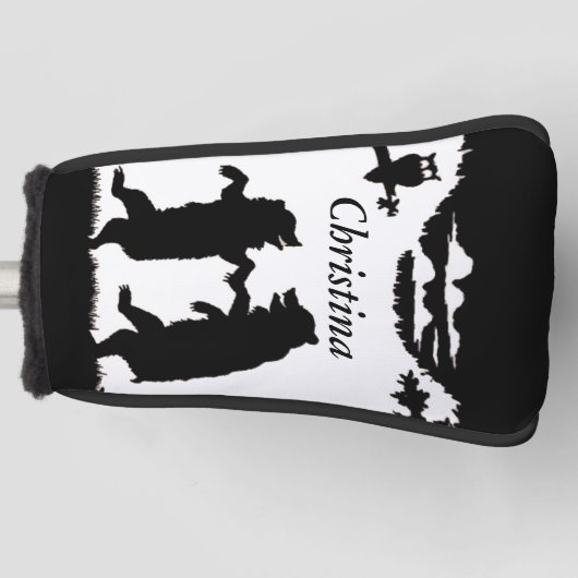 2つのおもしろい踊りブラックベアーズフクロウ ゴルフヘッドカバー (正面)