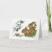 2つのかわいいバニーのクリスマス シーズンカード (正面)