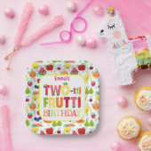 2つのかわいこちゃんフルーツフルーツ2nd誕生日パーティー ペーパープレート (パーティー)