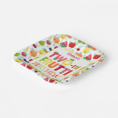 2つのかわいこちゃんフルーツフルーツ2nd誕生日パーティー ペーパープレート (傾斜あり)