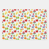 2つのかわいこちゃんフルーツフルーツ2nd誕生日パーティー ラッピングペーパーシート (正面2)