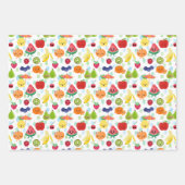 2つのかわいこちゃんフルーツフルーツ2nd誕生日パーティー ラッピングペーパーシート (正面)