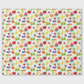 2つのかわいこちゃんフルーツフルーツ2nd誕生日パーティー ラッピングペーパー (フラット)