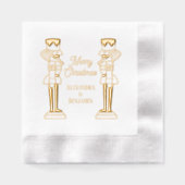 2つのくるみ割り人形メリークリスマスカップルまたはファム名 箔ナプキン (正面)