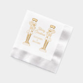 2つのくるみ割り人形メリークリスマスカップルまたはファム名 箔ナプキン (左)