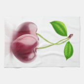 2つのさくらんぼハート キッチンタオル (横)