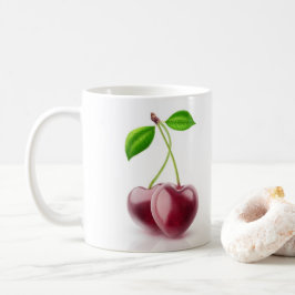 2つのさくらんぼハート コーヒーマグカップ