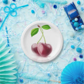 2つのさくらんぼハート ペーパープレート (パーティー)