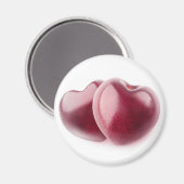 2つのさくらんぼハート マグネット (正面/裏面)